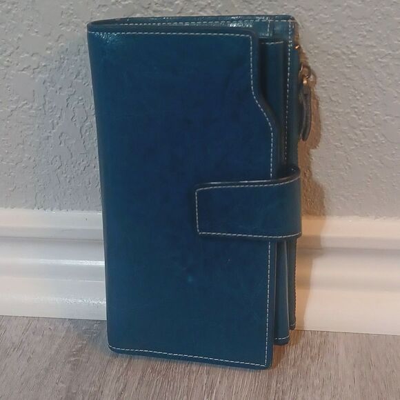 Sendefn Handbags - SENDEFN Faux Teal Leather Wallet, RFID Blocking
